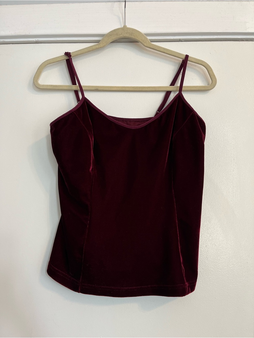 Avon Burgundy Maroon Dark Red Velvet Spaghetti Strap Camisole Cami medium